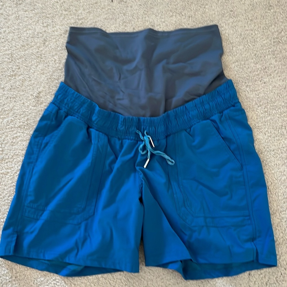 Blue maternity shorts